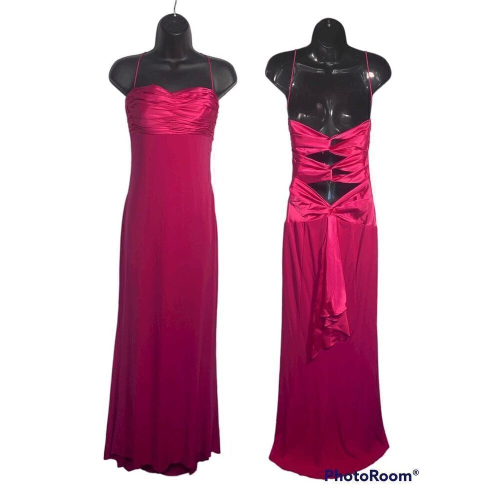 Mary. L Couture Hot Pink Satin Maxi Dress
